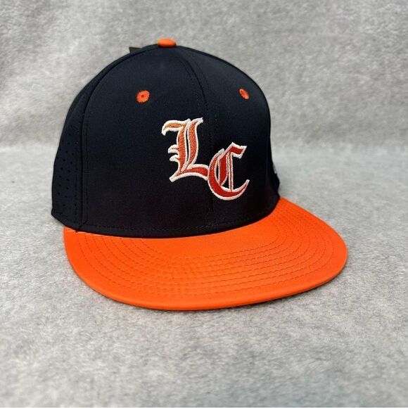 LC Logo Hat Adult Medium Black Orange Fitted Stretch Baseball Casual The Game - Picture 1 of 12